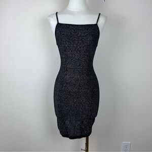 Urban Outfitters Dress Womens Small Mini Bodycon Metallic Sparkle Cocktail Black